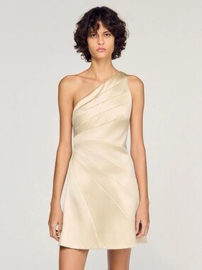 Sirene MINI ONE-SHOULDER SATIN-EFFECT DRESS